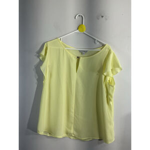 Womans Counterparts Short Sleeve Ruffled Yellow XL Blouse